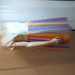 2/$14 NEW Sequin Unicorn Dress Rainbow Skirt Adult Large *